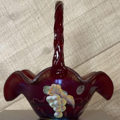 Red Ruby Amberina Glass Fenton Basket