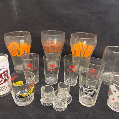 Vintage Bustle And Bump Beer Glasses, Schlitz, Asahi Beer And Others