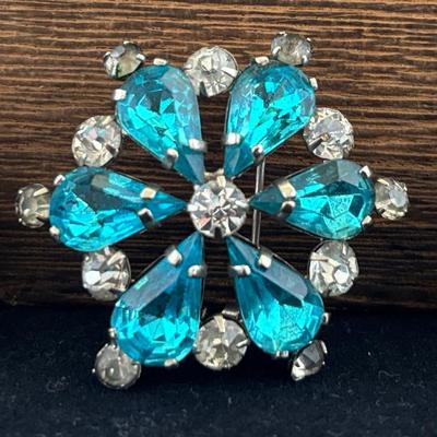 Blue Crystal Brooches