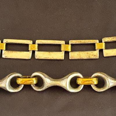 Mexico .925 Brick Link & Chain Link Bracelets