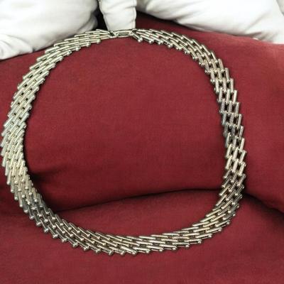 Sterling Panther Link Collar Necklace