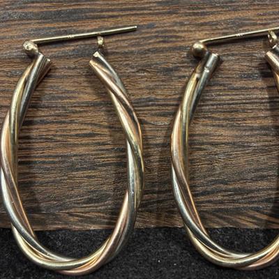 14K Gold Triple Twist Hoop Earings