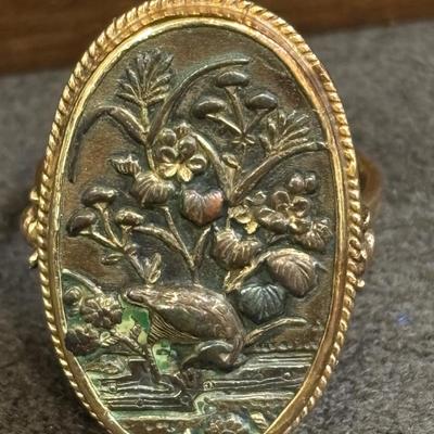 14k Gold Shakudo Style Ring