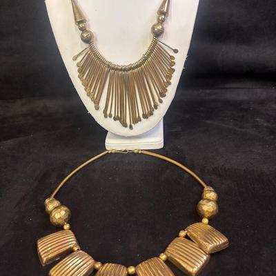 Brass Fringe Necklace & Beaded Neck
