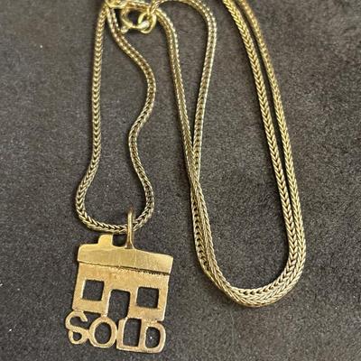 14K Gold Chain And ‘House Sold’ Pendant