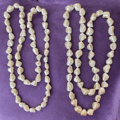 Pair Of Baroque Faux Pearl Necklaces