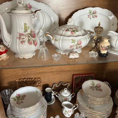 Full set of china plus crystal and silverware