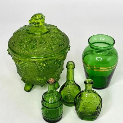 Vintage Green Small Glass Lot 