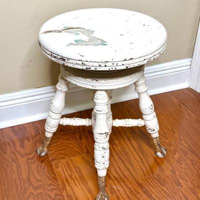 Victorian Claw Foot Swivel Piano Stool - NEEDS PAINT 