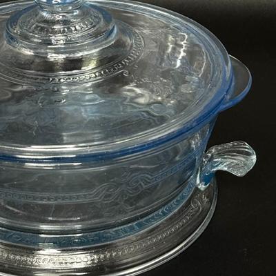 Fire-King Sapphire Philbe Lidded Casserole Dish with Trivet 