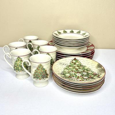 Place Setting of 6 National Christmas Tree Association Canterbury Dish Set