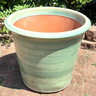 Large Glazed Green Terracotta Planter
