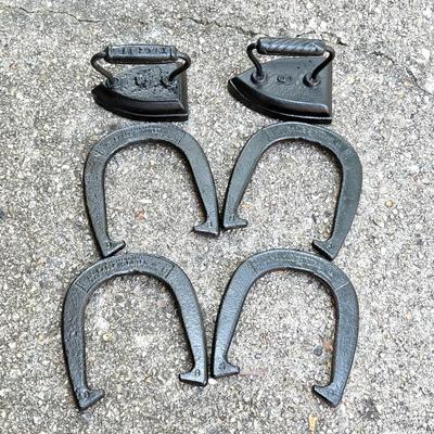 Vintage Cast Iron Horseshoe and Iron Lot