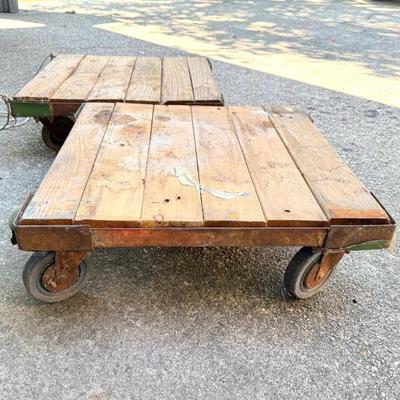 Set of 2 Handmade Heavy Duty Wood Furniture Dollies 