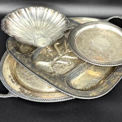 Set of 4 Vintage Silver Plated Platters