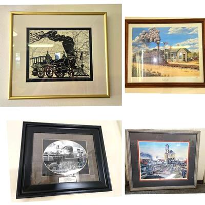 4 Pc Train Art: Signed Prints, Chester Virginia, Photograph