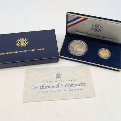 1987 US Constitution Gold & Silver Coin Set