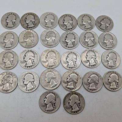 26 Silver 1930's & 1940's Washington Quarters 