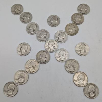 20 Silver 1951 Washington Quarters