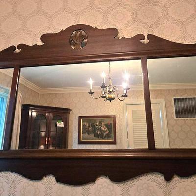 Vintage Wood Framed Wall Mirror 