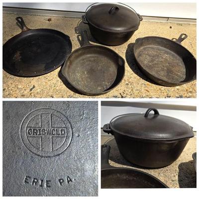 Vintage Cast Iron Cooking Pans Griswold, Wagnerware