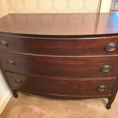 Vintage Bow Front Wooden Dresser