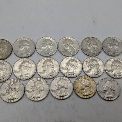 17 Silver 1963 Washington Quarters 