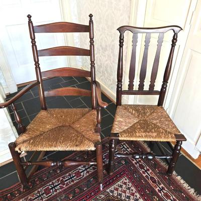 Vintage Elgin Simonds Rocking Chair & Rush Seat Chair