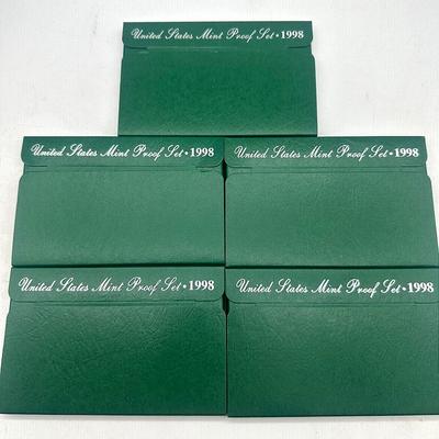 Five 1998 U.S. Mint Proof Sets