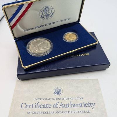 1987 US Constitution Gold & Silver Coin Set 