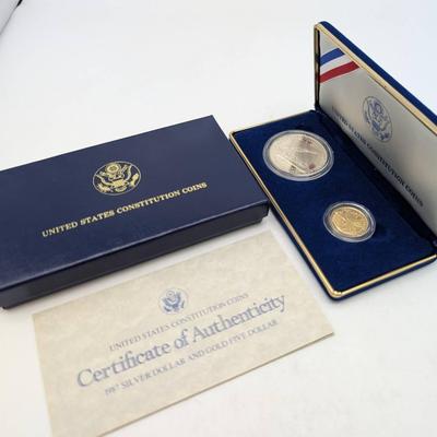 1987 US Constitution Gold & Silver Coin Set