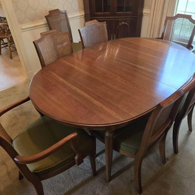 Vintage Cherry Wood Davis Dining Table 7 Chairs