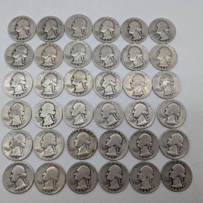 36 Silver 1943 Washington Quarters 