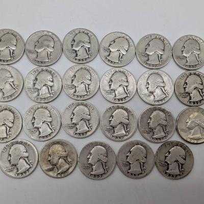 23 Silver 1937 Washington Quarters