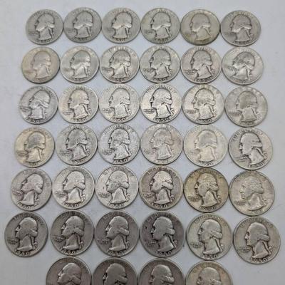 40 Silver 1950 Washington Quarters 