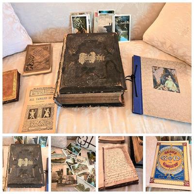 Antique Holy Bible, Vintage Postcards, Books, Ephemera 
