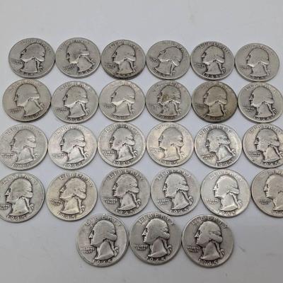 27 Silver 1945 Washington Quarters 