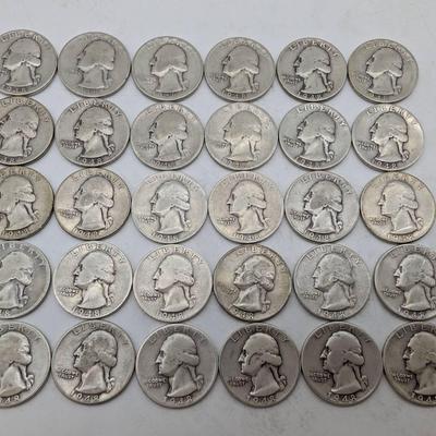 30 Silver 1948 Washington Quarters 