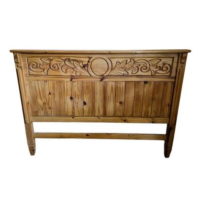 Lot #79 - Mexican Vintage Carved Pine Wood Queen Headboard