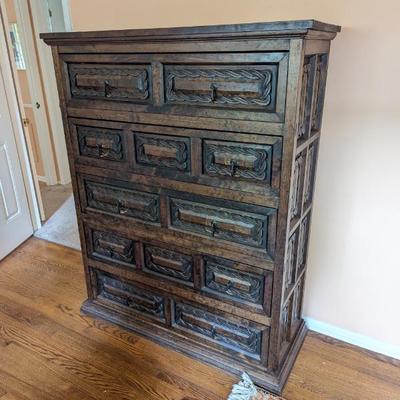 Lot #73 - Hand Carved Mexican Chest of Drawers