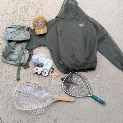 Lot #173 - Complete Fly Fishing Gear Set with Bug Baffler Hoodie, Filson Bag, and Fishing Accessories