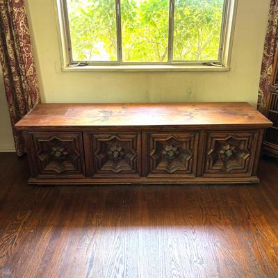 Lot #15 - 1960s Spanish Colonial Style Artes De México Storage Bench Credenza Buffet Sideboard Console Table