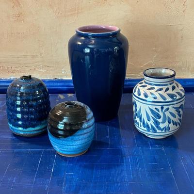 Lot #55 - Rookwood 1922 Blue Vase & Other Pottery