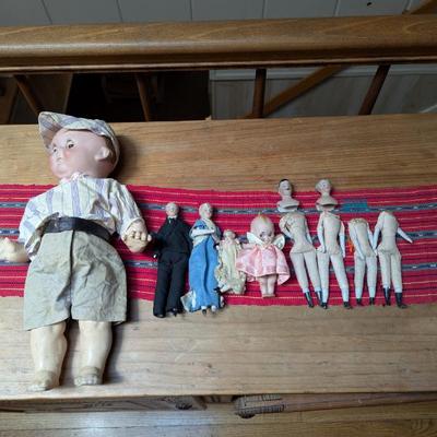 Lot #132 - Vintage A. H. Schalkau Germany Doll Plus Smaller Cloth & Porcelain Doll Lot