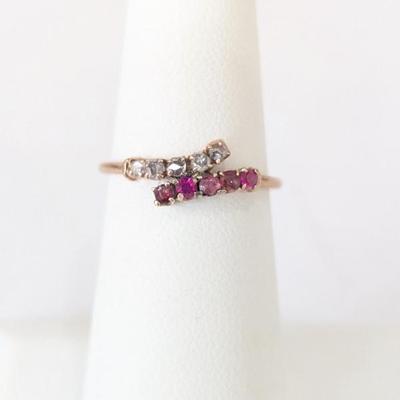 Lot #201 - Beautiful 10k Yellow Gold, Diamond & Pink Sapphire Ring