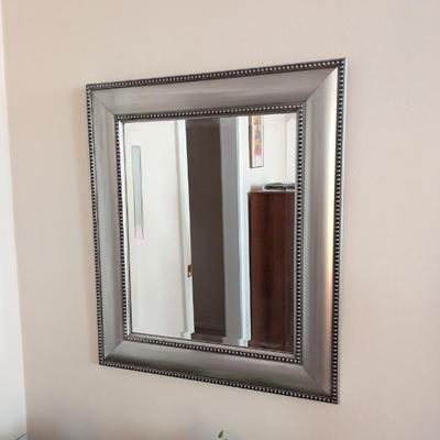 Lot #136 - Beaded Silver Framed Wall Mirror