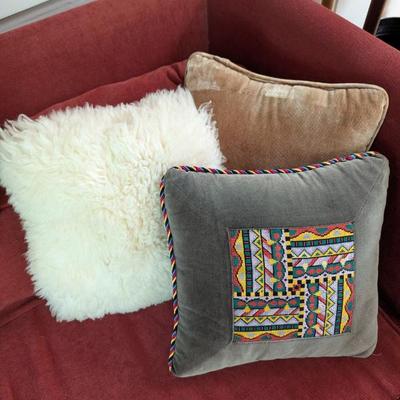 Lot #144 - Set of Decorative Throw Pillows with Colorful Patterns and Textures