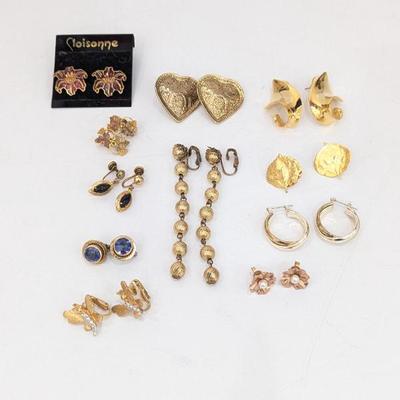 Lot #219 - Assorted Vintage Gold Toned Earrings Collection