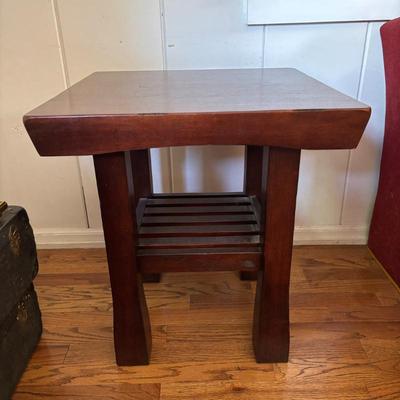 Lot #48 - World Market Hako Dark Cherry Finish End Table