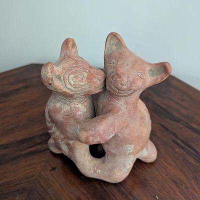 Lot #17 - Pre Columbian Style Colima Dancing Xolo Dogs Sculpture Mexican Pottery Folk Art